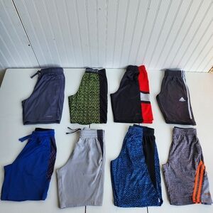 Lot Of 8 Pairs Wear At Home Gray Blue Boys Athletic Style Shorts Adidas Sz S-M